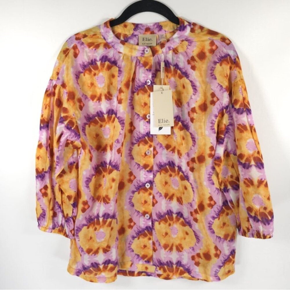 Nwt Elie. Elie Tahari Abstract Print Button Up Co… - image 1